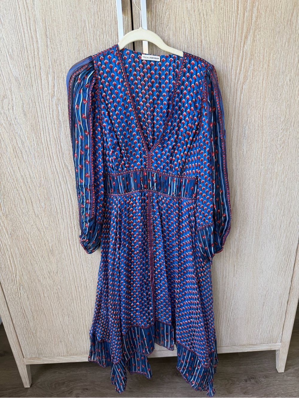 Ulla Johnson "Althea" Pleated Midi Dress in the color Lapis.